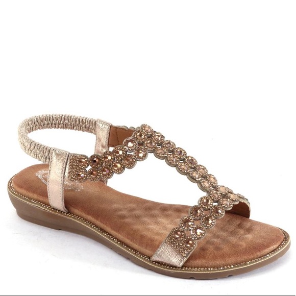 Italina Amber Rhinestone Embellished Bronze Wedge - Picture 8 of 10